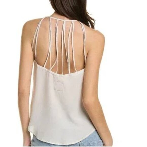 CHASER White Silk Semi Sheer Strappy Back Cami Tank Top Size Medium - Picture 2 of 10